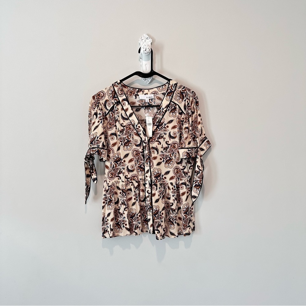 Isla Maude Anthropologie Perla Tied-Sleeve Buttondown